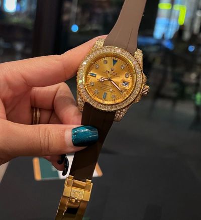 Rolex Submariner 40mm 8215 Movement Diamond Bezel Gold Face Gold Case Lume Watch